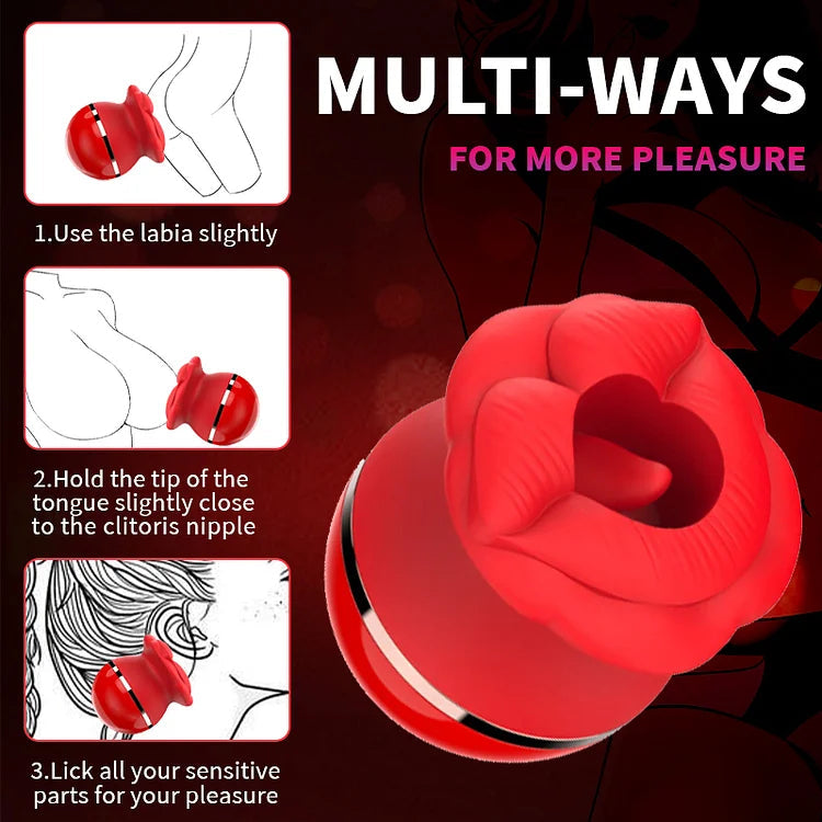 Lurevibe - Rose Lip Suction Tongue Licking Massager Clitoral Stimulator