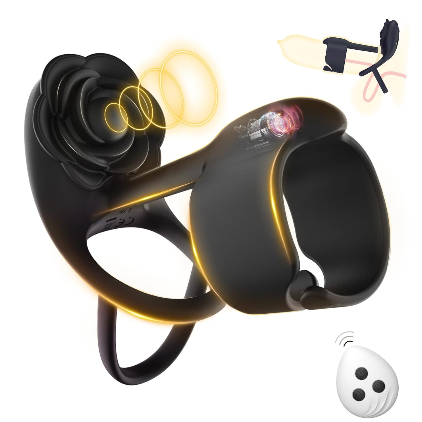 Lurevibe - 3 IN 1 Vibrating Rose Penis Ring with 10 Vibration