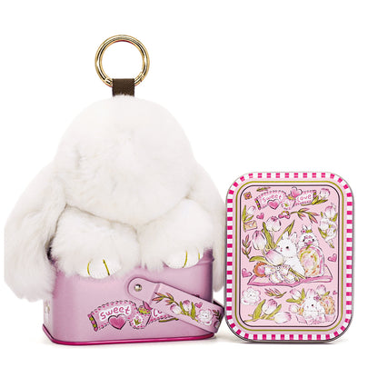 Handcrafted Soft Bunny Charm: Adorable Plush Rabbit Toy Keychain