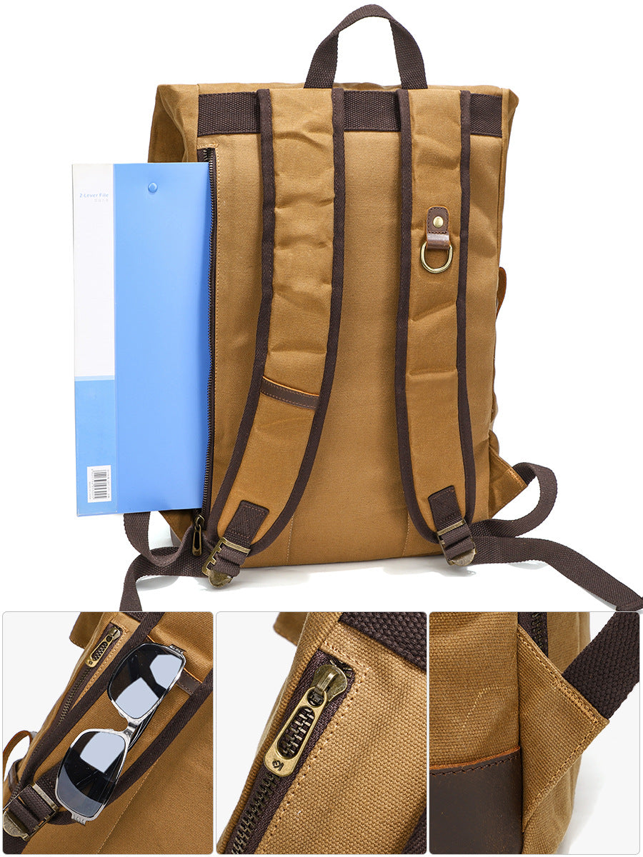 Waxed Cancas Backpack Waterproof for 15-inch Laptop