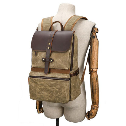 Waxed Canvas Backpack Waterproof Travel