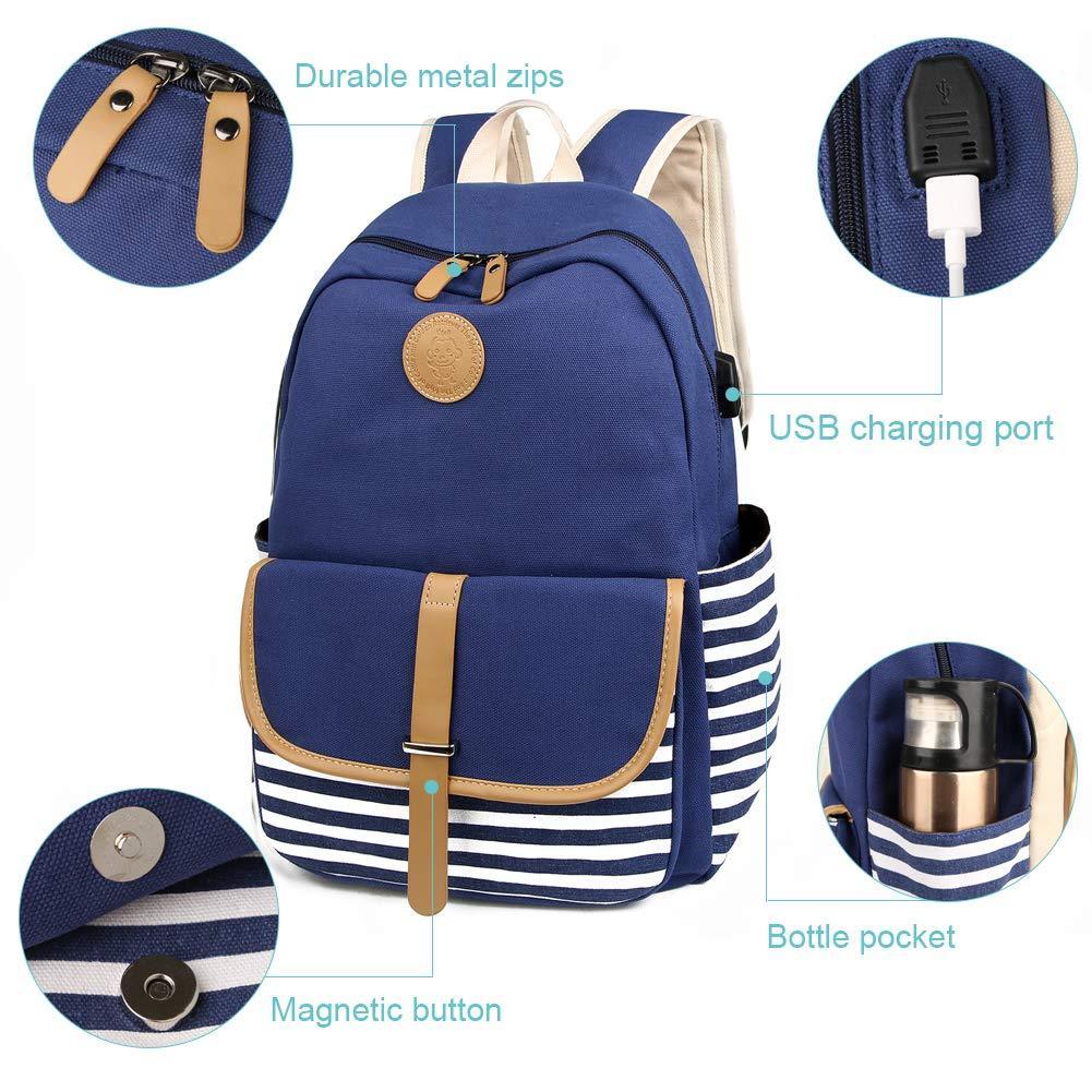 Woosir Lightweight Canvas Bookpack for Women Teen Girls