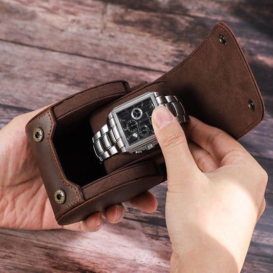 Woosir Vintage Leather Single Watch Roll Case for Men