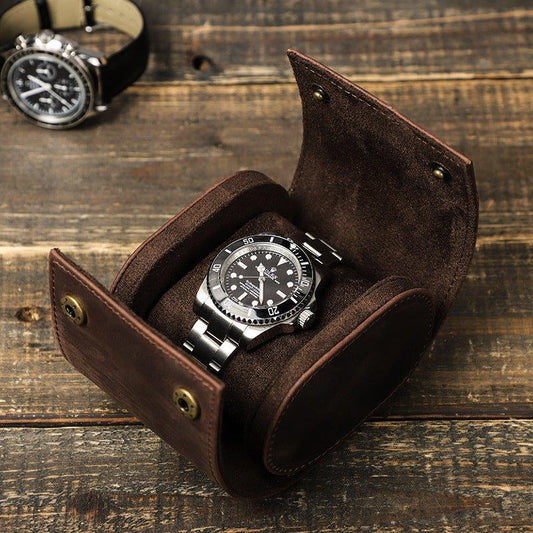 Woosir Leather Single Watch Roll Case for Men