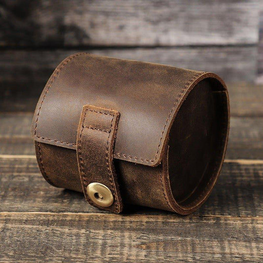 Woosir Round Shape Leather Single Watch Case for Men