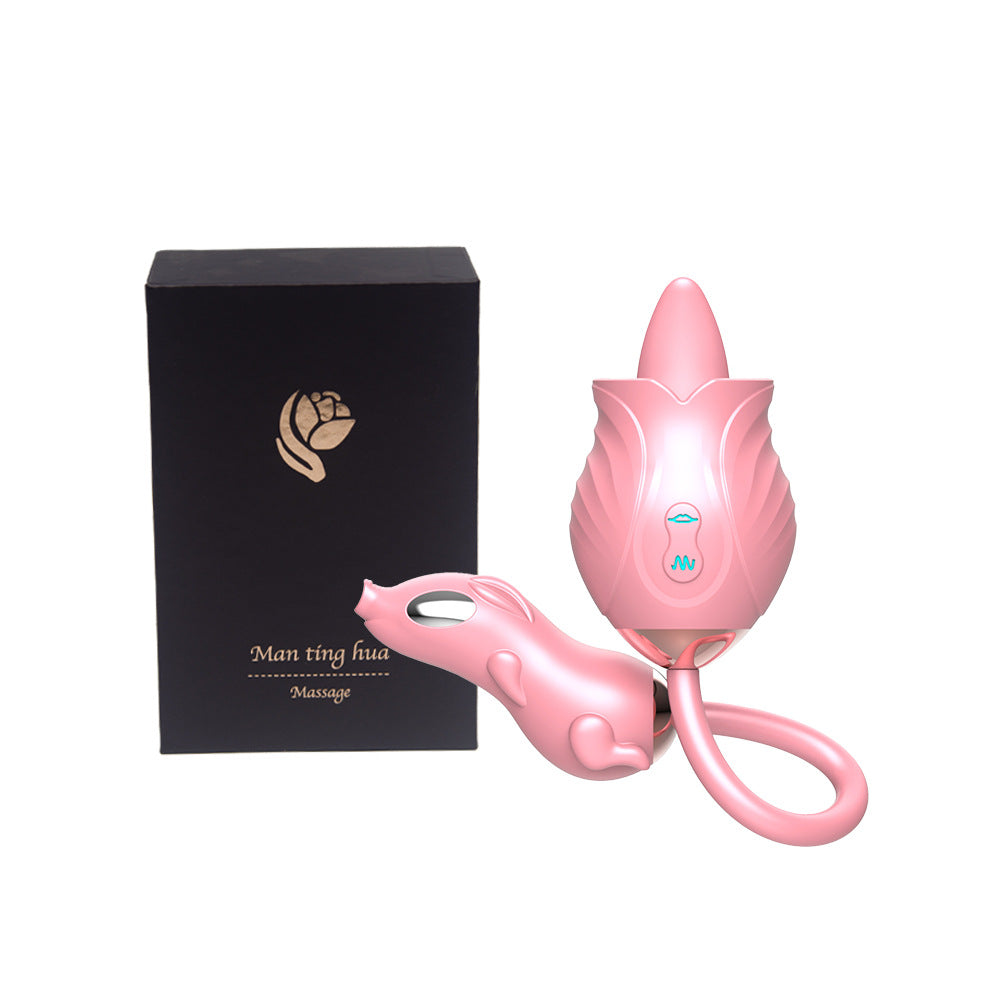 Lurevibe - New Rose Double Head Tongue Licking Vibration Jump Egg For Women