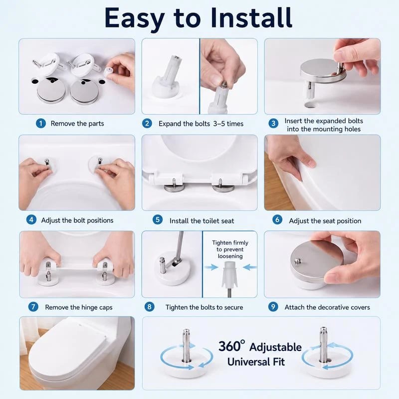 Universal Toilet Seat Expansion Screw Bolts, Thickened Stainless Steel🔩
