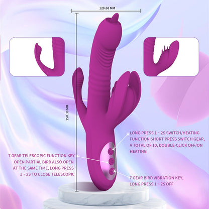 Lurevibe -Trident 4-in-1 Heating Telescopic Swinging Tongue-licking Vibrator