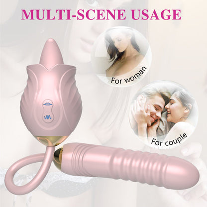 Lurevibe - New Rose Toy Warming G-spot Tongue Licking Vibrator