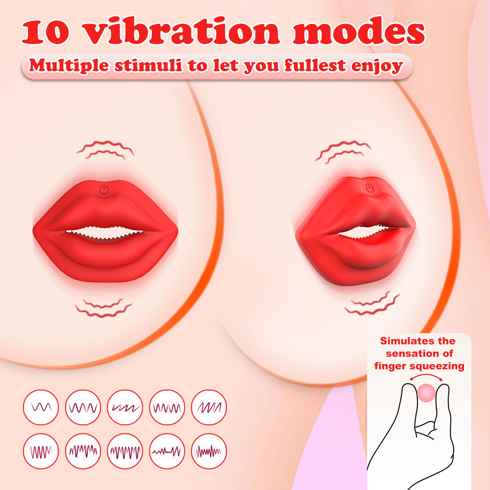 MizzZee Wireless Red Lip Nipple Clamp vibrator With Remote Control Control