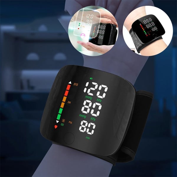 Wrist Blood Pressure Monitor – LED Display, Adjustable, Health Tracking