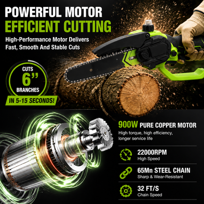 Mini Chainsaw 🔋 8-Inch Portable Electric Chainsaw for Tree Trimming & DIY URL Handle