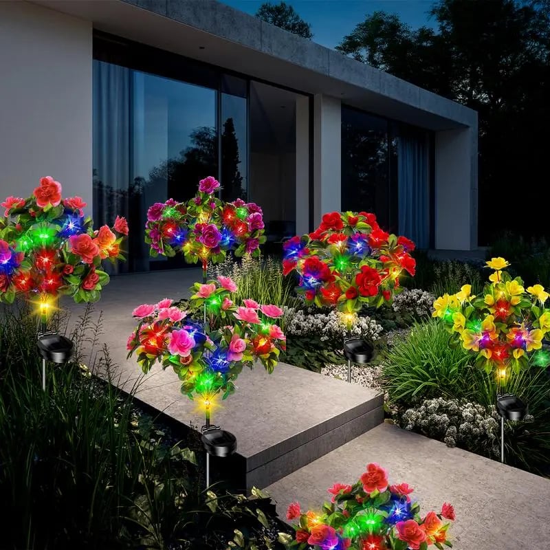 4-Pack Outdoor waterproof azalea solar lights