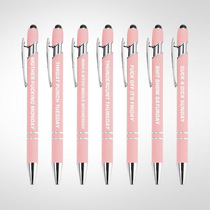 💝Funny Stress-Relief Daily Quotes Metal Ballpoint Pen Set (7 Pcs) | 🎁Office Christmas Gift Exchange