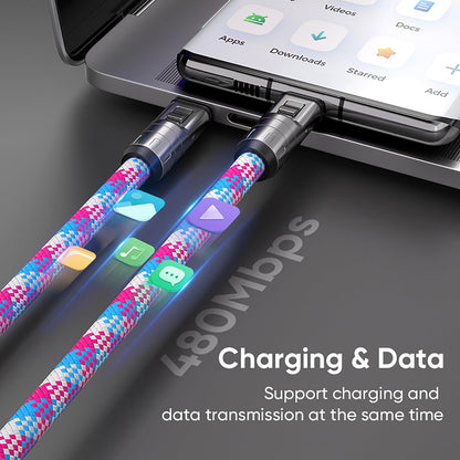 240W USB-C to USB-C Fast Charging Cable Lanyard & Wearable Wrist Strap