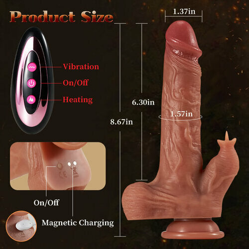 Lurevibe - Reed 9 Vibrating Tongue Licking 3 Thrusting & Swing Heating 8.67 Inch Realistic Dildo