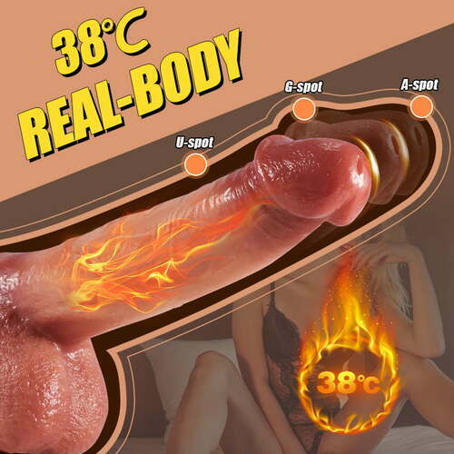 Lurevibe - 9 Vibrating 3 Thrusting & Swing Intelligent Heating Realistic Dildo Vibrator 6.3 Inch