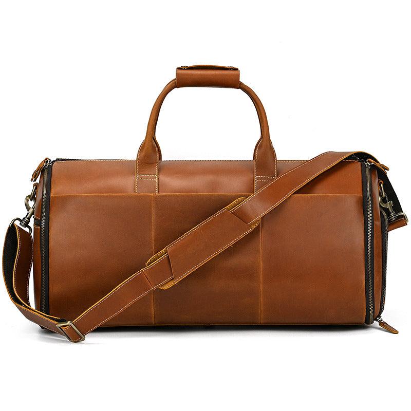 Vintage Leather Garment Duffle Bag for Men