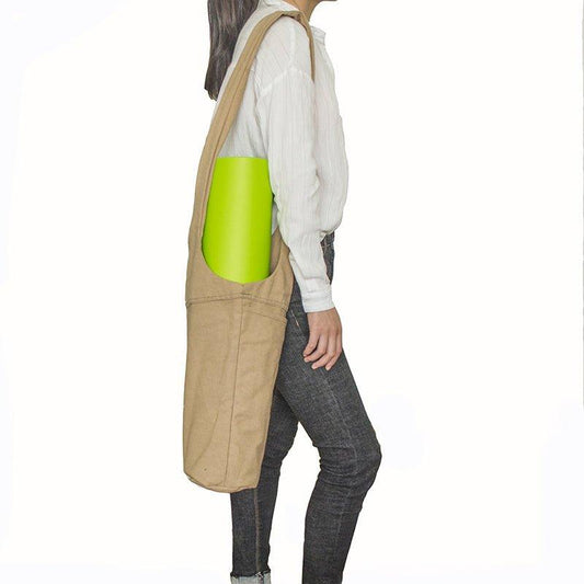 Canvas Yoga Mat Bag Tote Sling Carrier with Large Side Pocket