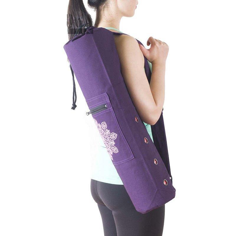 Canvas Yoga Mat Carrier Tote Bag with Ventilation Eyelets