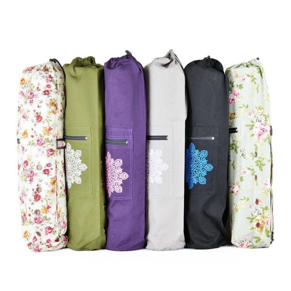 Canvas Yoga Mat Carrier Tote Bag with Ventilation Eyelets