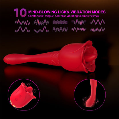 Lurevibe - Rose Honey Tongue Licking Vibration G Point Massage Stick Nipple Masturbation Device