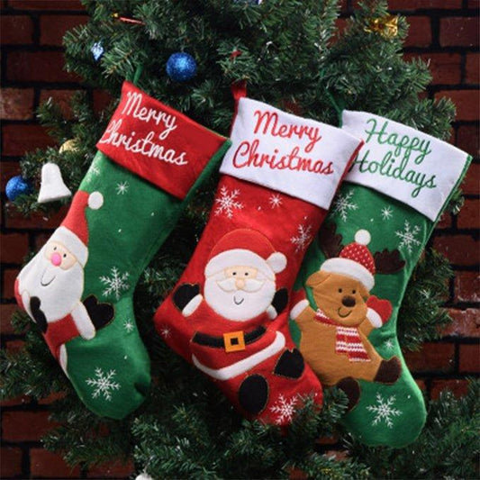 Christmas  Stockings Candy Bag Gift Socks Hanging Accessories (3 pack)