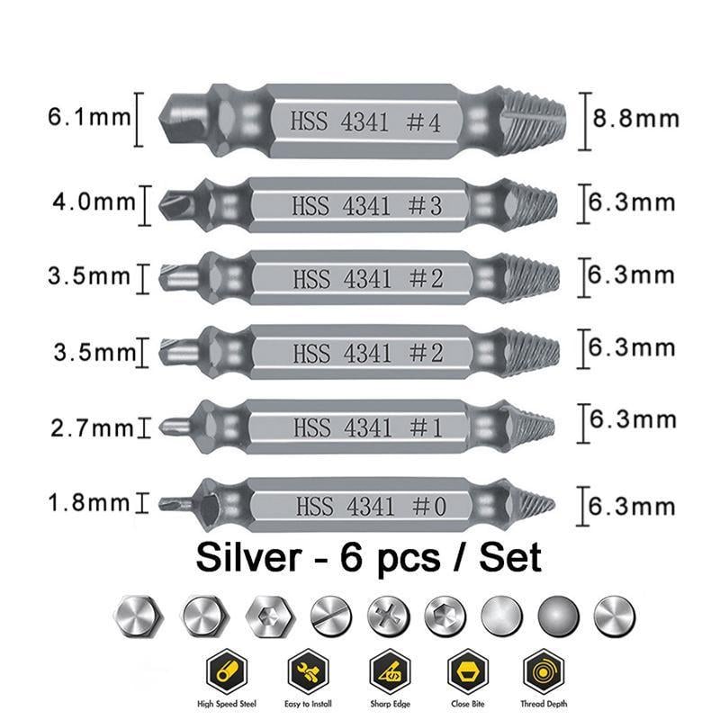 🛠️ Stripped Broken Screw Remover, 🔩6 Counts Set Easy Out Bolt Extractor