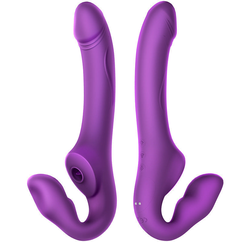 Lurevibe - Wireless Remote Control Vibrating Double Head Sucking And Inserting Simulated Penis Female Massage Stick