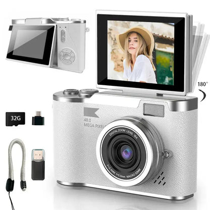 Portable 1080P Flip Screen Camera – Compact Pocket Vlog Camera with 32GB
