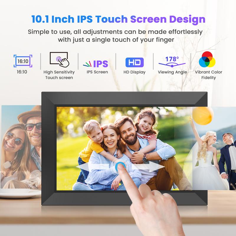 10.1" WiFi Digital Photo Frame – HD Touch Screen, 32GB Storage