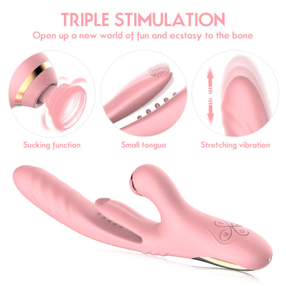 Lurevibe - 3 in 1 Suction & Thrusting Vibrator With Tongue For Clitoris & G-spot