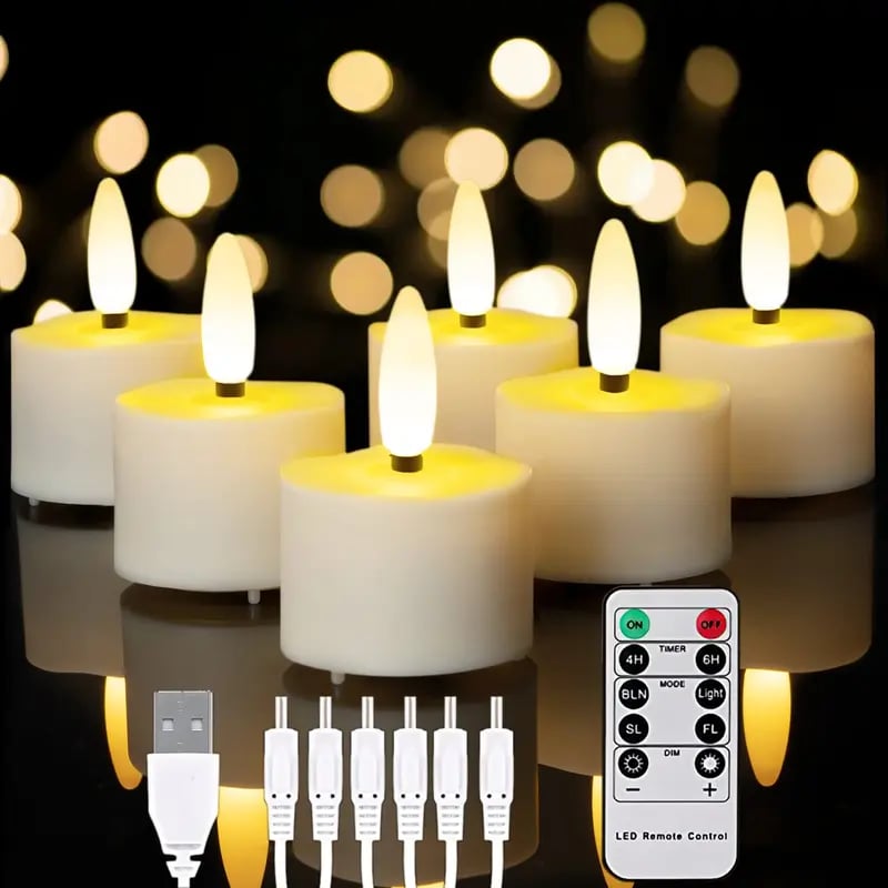 🔥 The Last Tea Lights You’ll Ever Need (6 Pack)— Rechargeable, Realistic & Remote-Controlled!
