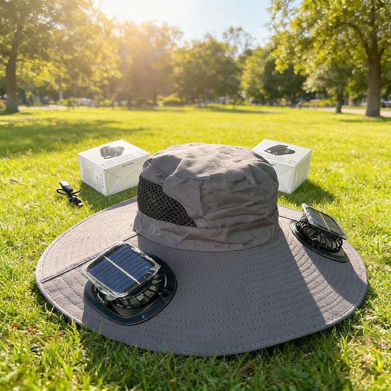 Dual Solar/USB Powered Fan Safari Hat