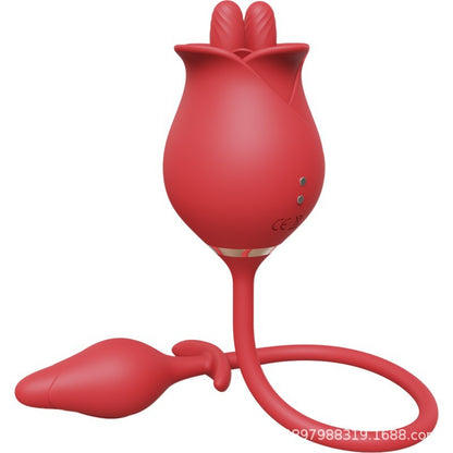 Lurevibe - Romeo Double-pistil Tongue-licking Rose Toy With Vibrating Anal Plug