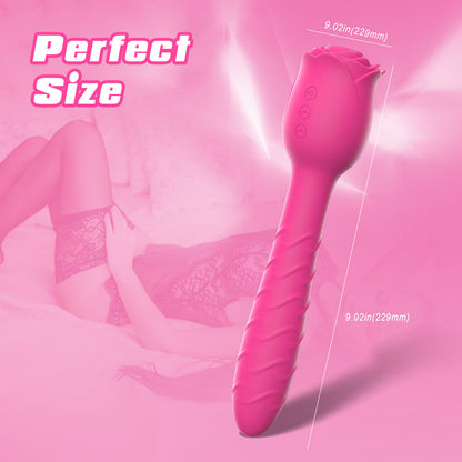 Lurevibe - D3621 Scarlet 3-in-1 Telescopic Sucking And Shocking Handle Rose Vibrator