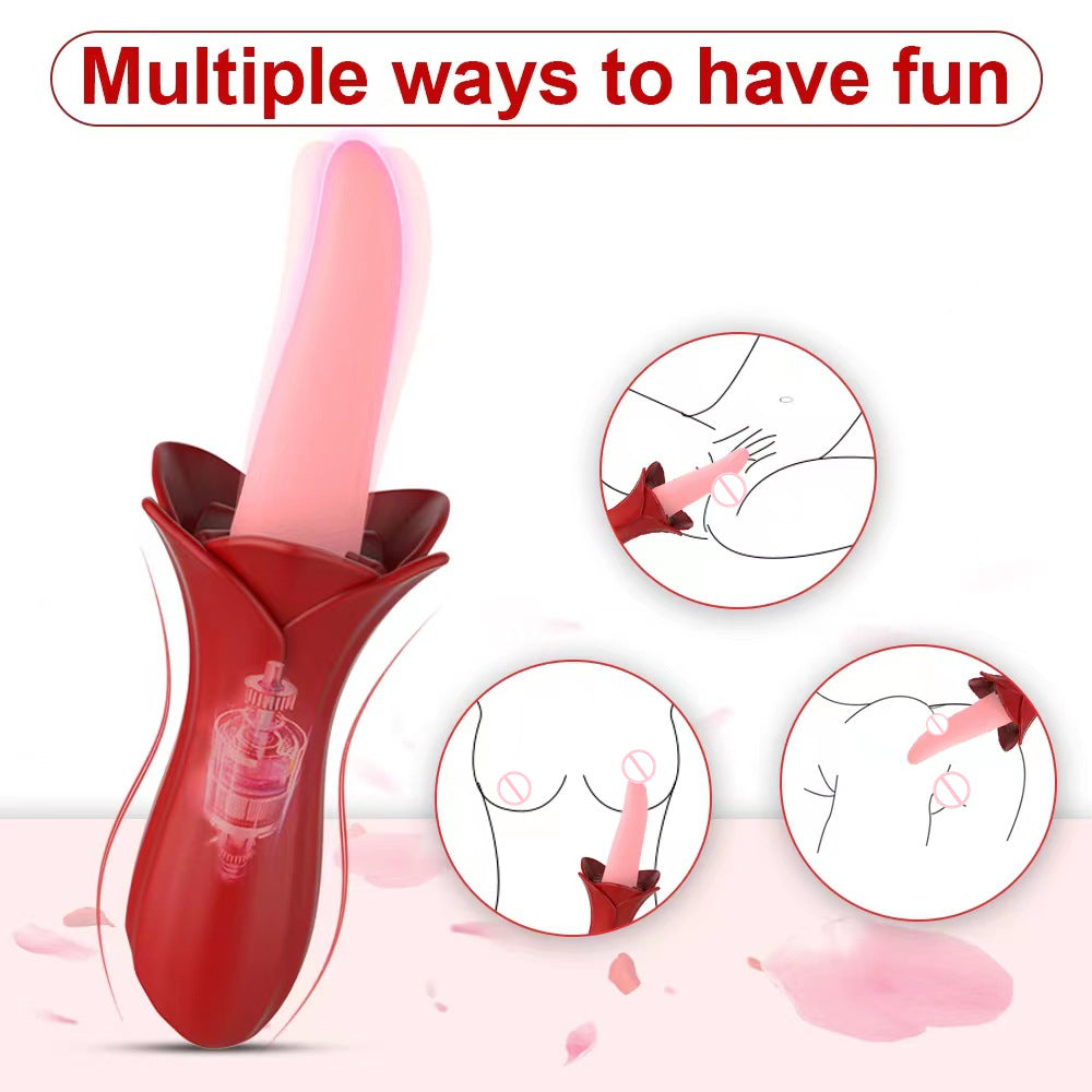 Lurevibe - Rose Tongue Vibrating Stick Vaginal Licking Clitoris Stimulator