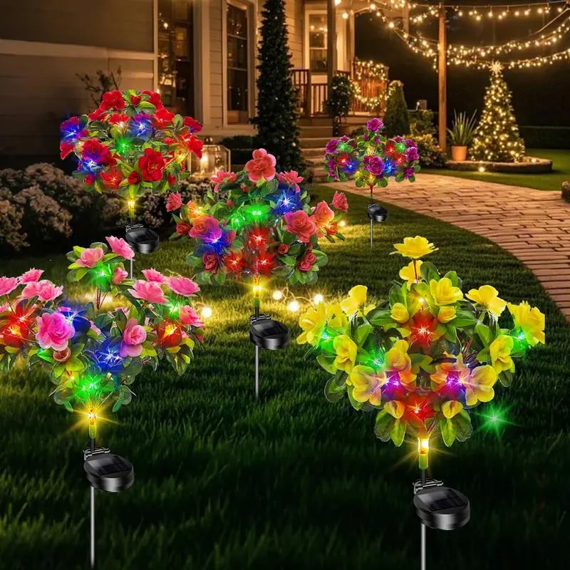 4-Pack Outdoor waterproof azalea solar lights