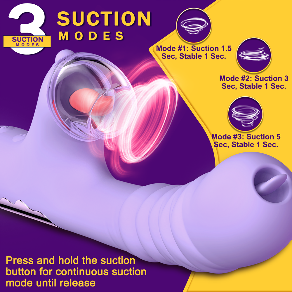 Lurevibe - Small Dinosaur Vibrator - Multi-frequency Telescopic Tongue Sucking Clit Stimulation Vibrator