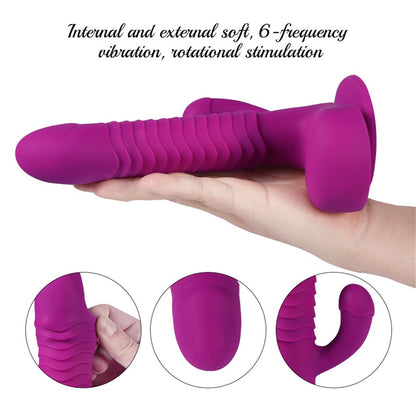 Lurevibe - 360 Degree Rotating Telescopic Dildo Vibrator With Suction Cup Wireless Remote Control