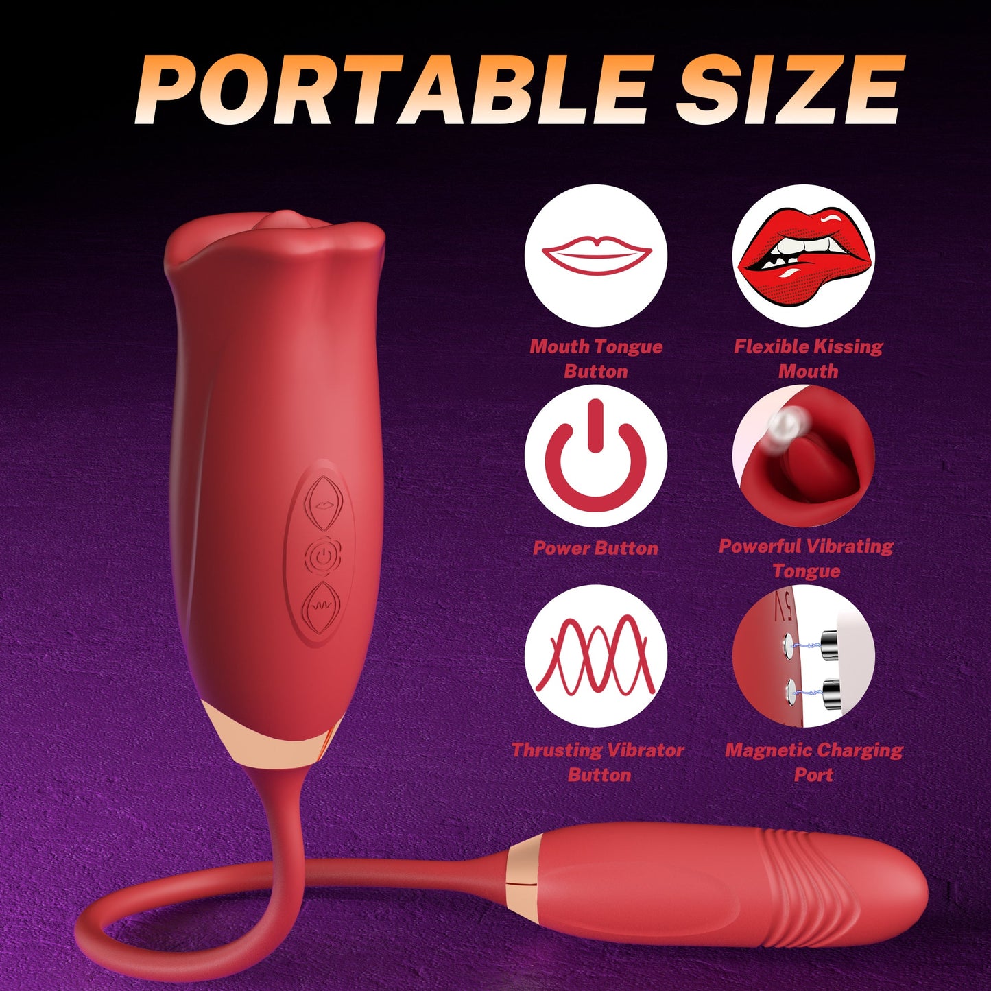 Lurevibe - Rose Muncher Rose Kiss Tongue Vibrator With Thrusting Dildo Vibrator