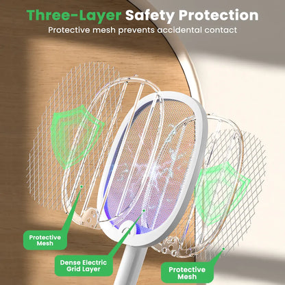 Rechargeable 2-in-1 Electric Bug Zapper Racket with UV Light