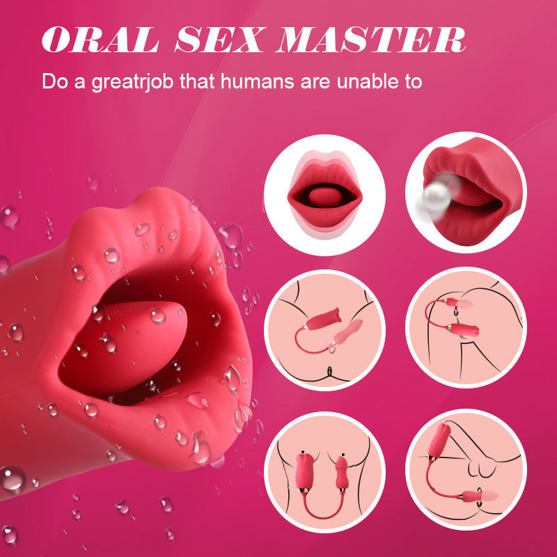 Lurevibe - Rose Muncher Scarlet Rose kiss 3-in-1 Bitting & Thrusting Vibrator