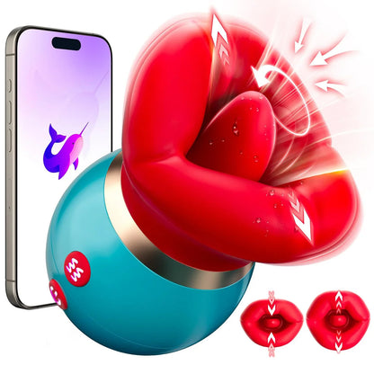 Lurevibe - 3 in 1 App Remote Control Big Mouth Vibrator With 360° Tongue Licking & Sucking & Vibrating