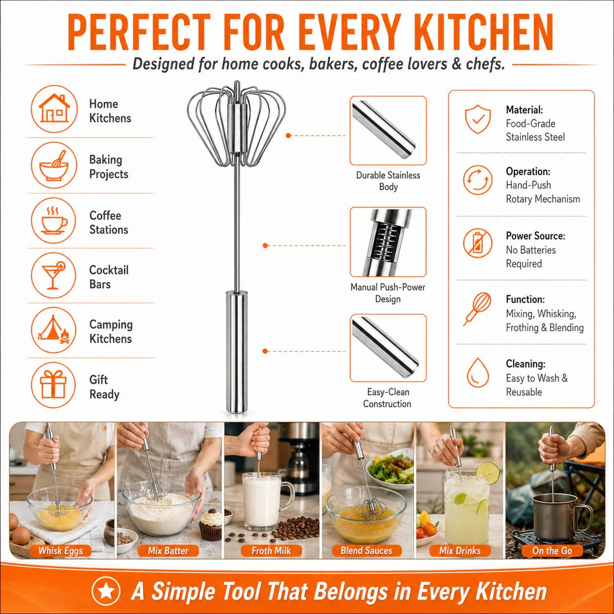 🥄Hand-Push Rotary Whisk