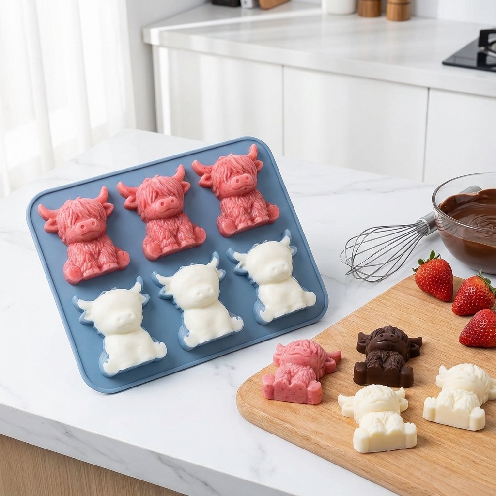 🐇🐰 Mini Highland Cow/Rabbit Ice Cube Mold – Cute 3D Ice for Drinks, Parties & Gifts
