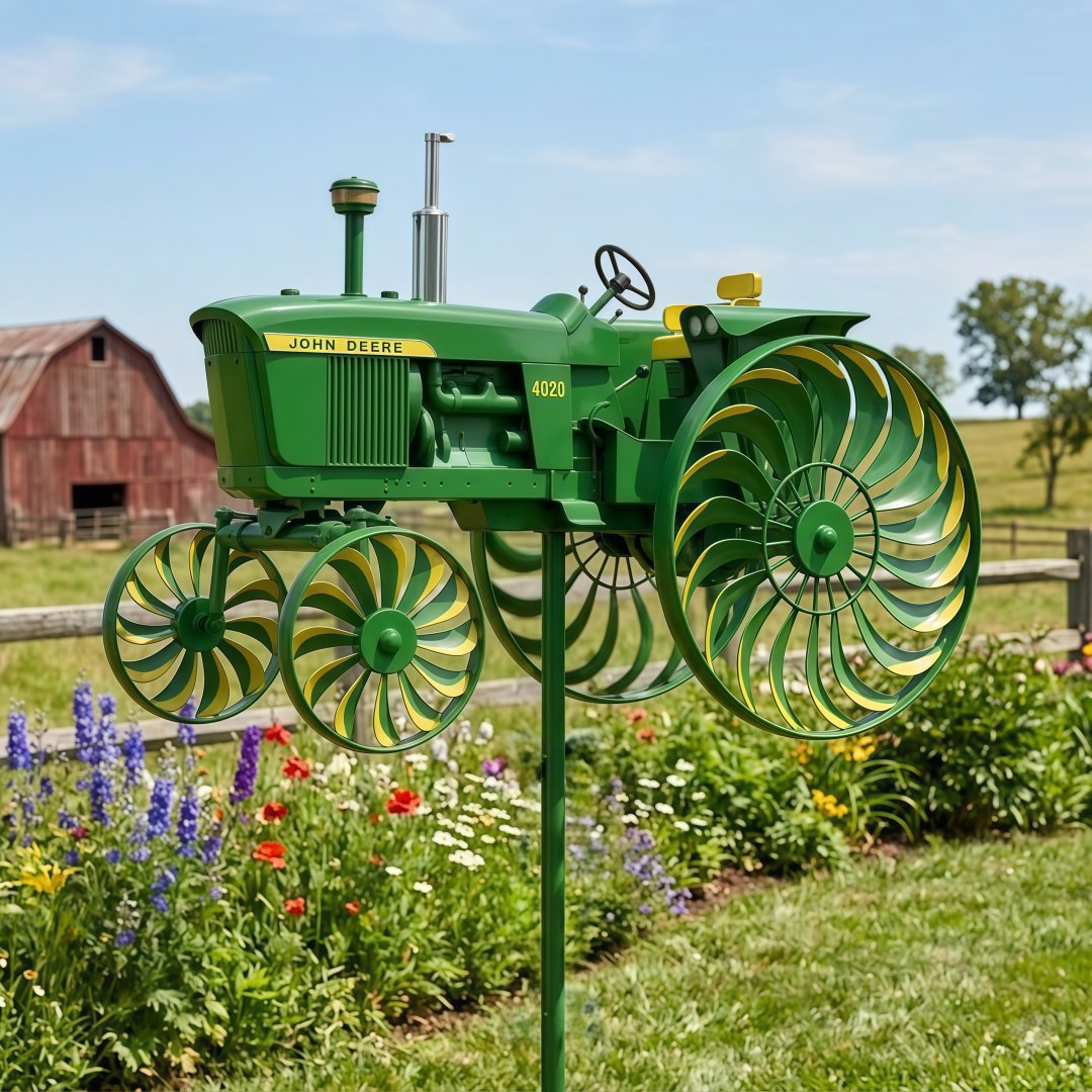 Green Tractor Garden Wind Spinner