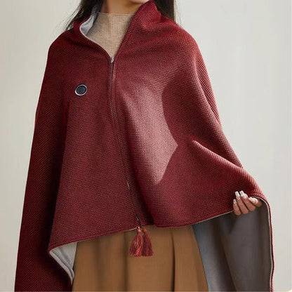 Portable Soft Zipper Electric Heated Blanket Shawl