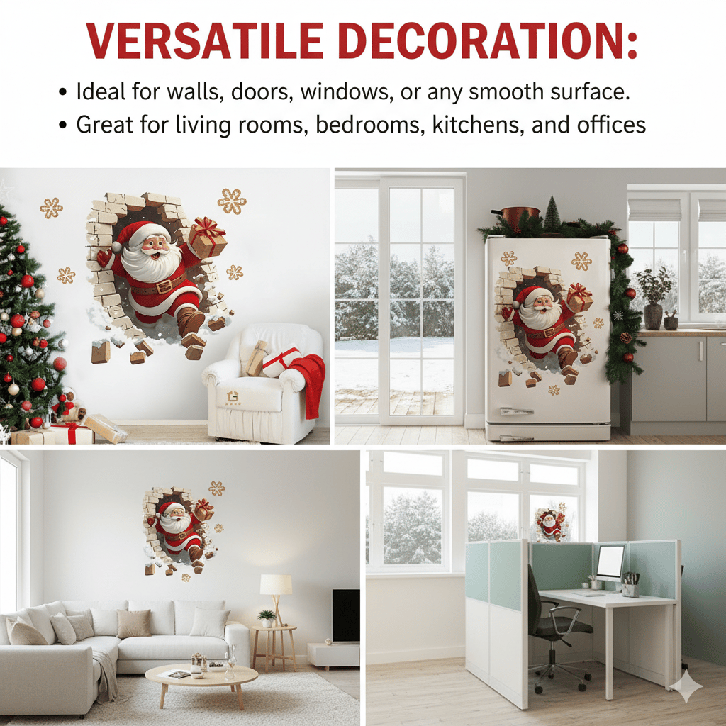 🔥Buy 5 Get 5[10Pcs &💥Free Shipping]Santa Claus Breakthrough Wall Stickers🎄