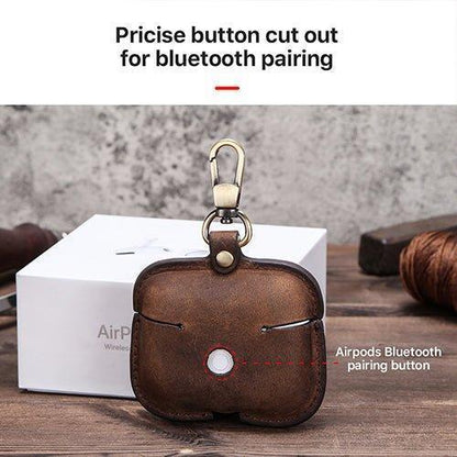 Genuine Leather AirPod Case With Keychain